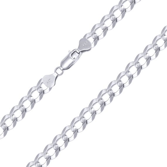 White Gold Cuban Necklace Chain 7.0mm 