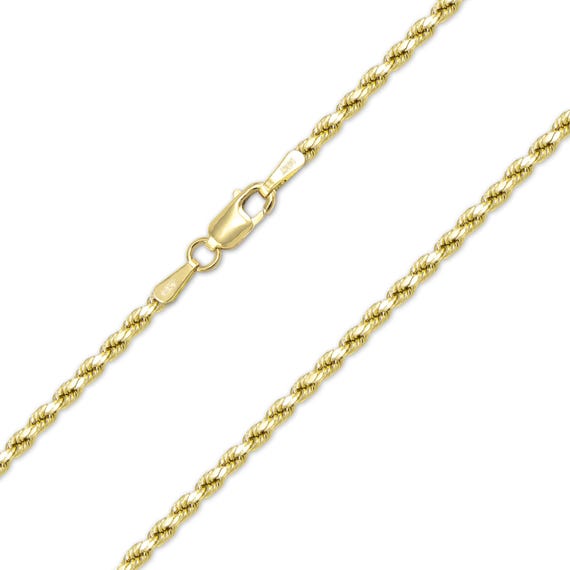 Women Men 14K Yellow Gold Hollow Diamond Cut Rope Necklace Chain 2.5mm 16-30" 