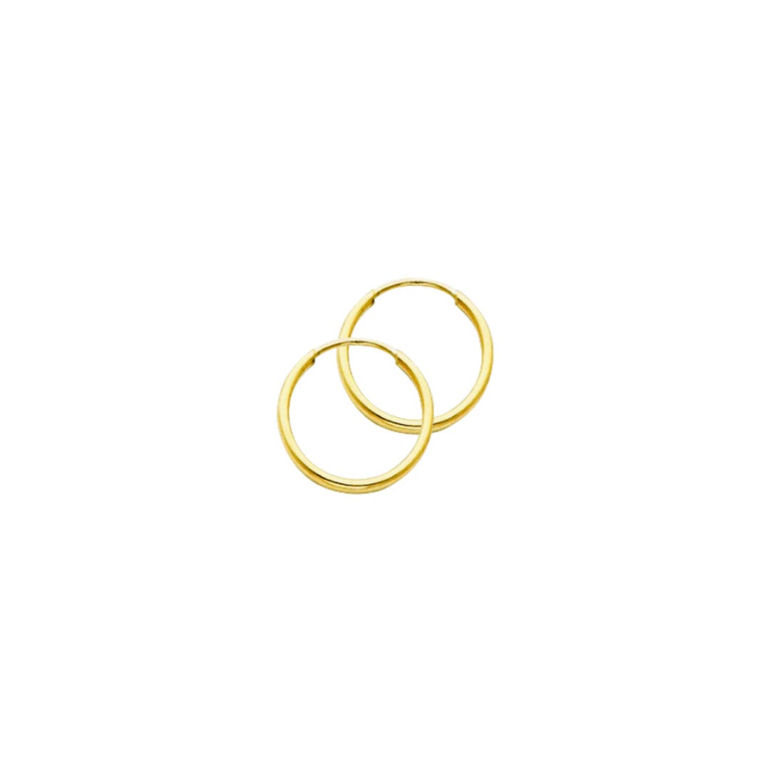 14K Yellow Gold Endless Round Hoop Earrings 1.0mm 12mm - Etsy