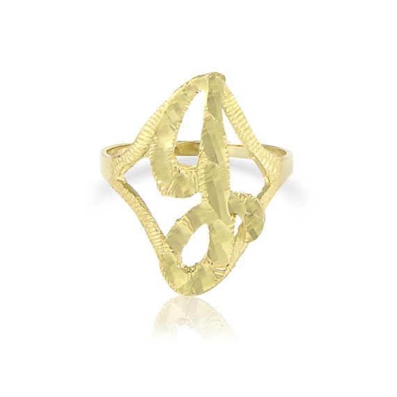 10k Gelbgold Initial Buchstabe Ring A Z Beliebiges Alphabet Etsy
