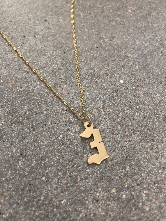Old english number necklace online