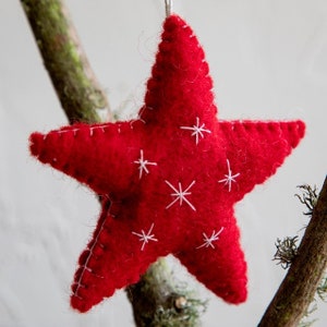 Felt Red Star Ornament  Star Christmas Ornament | Hanging Red Star Gift | Christmas Decoration | Star Gift | Eco Friendly