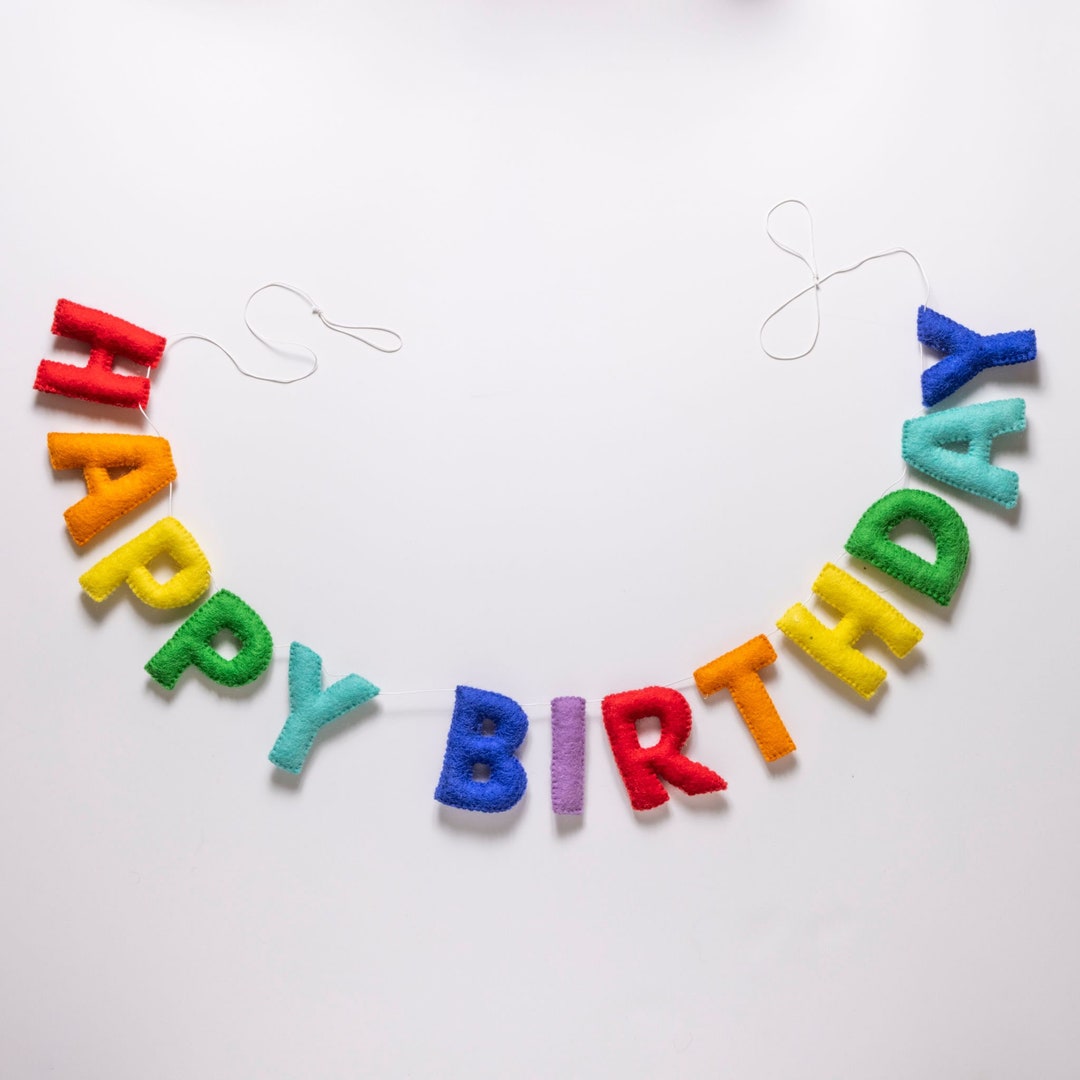 Felt Birthday Garland Happy Birthday Garland Rainbow Themed Felt Happy