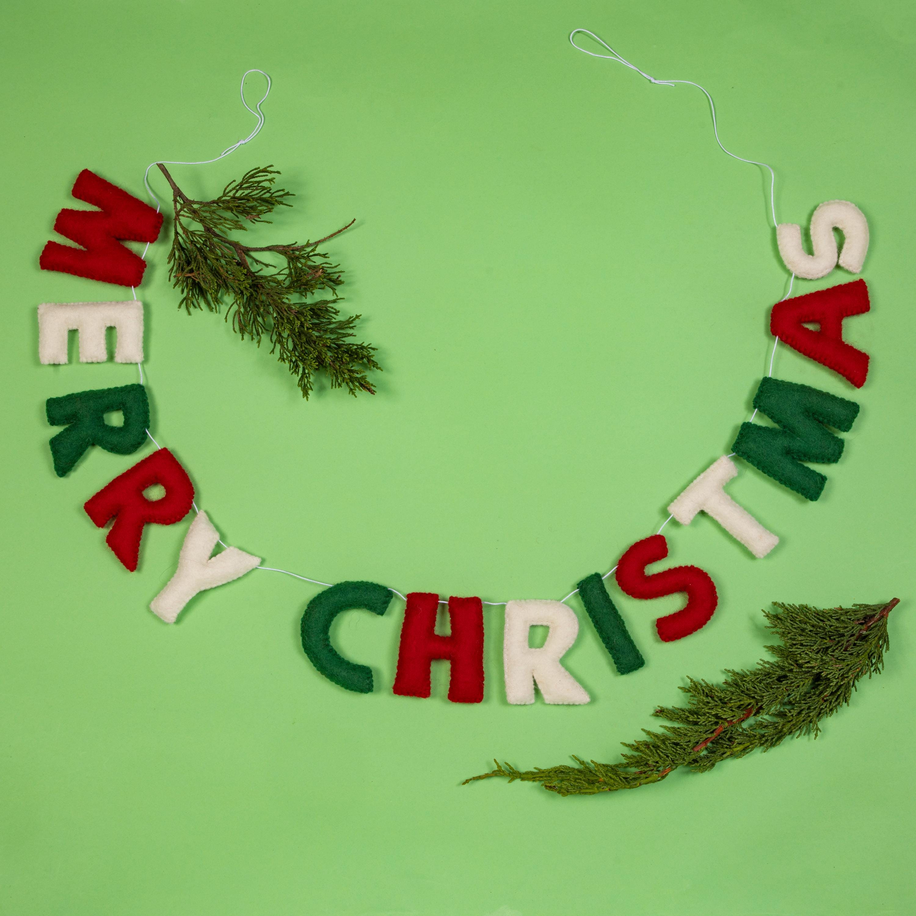 Felt Merry Christmas Garland Handmade Holiday Party Banner Decor…