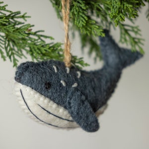 Felt Whale Ornament Handmade Grey Whale Christmas Tree Ornament Christmas Decoration Whale Gift Ocean Ornament Endangered Species Whale Gift