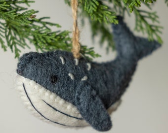 Felt Whale Ornament | Whale Christmas Ornament | Hanging Ornament | Christmas Decoration | Whale Gift | Ready to Ship | Eco-Friendly
