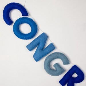Filz-Glückwünsche, Banner, Blau, Glückwünsche, Babyparty, Abschlussfeier, Verlobung, Ruhestand, Party-Dekor Bild 4