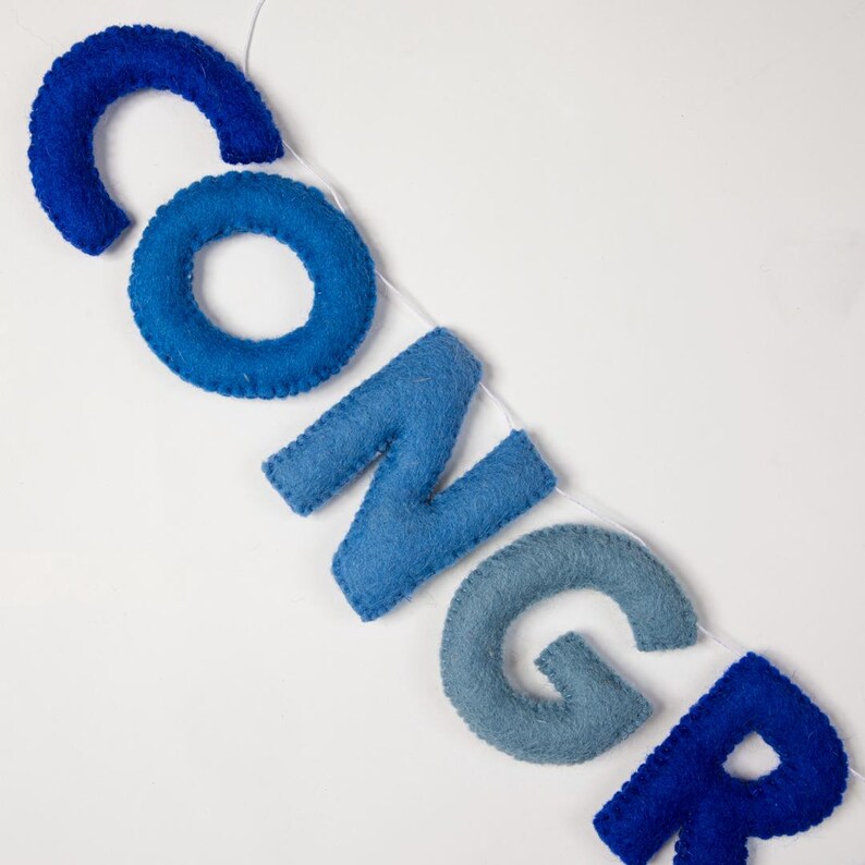 Filz-Glückwünsche, Banner, Blau, Glückwünsche, Babyparty, Abschlussfeier, Verlobung, Ruhestand, Party-Dekor Bild 4