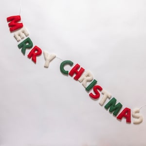 Felt Merry Christmas Garland Red Green Banner Handmade Merry Christmas Holiday  Decoration Christmas Office Holiday Classroom