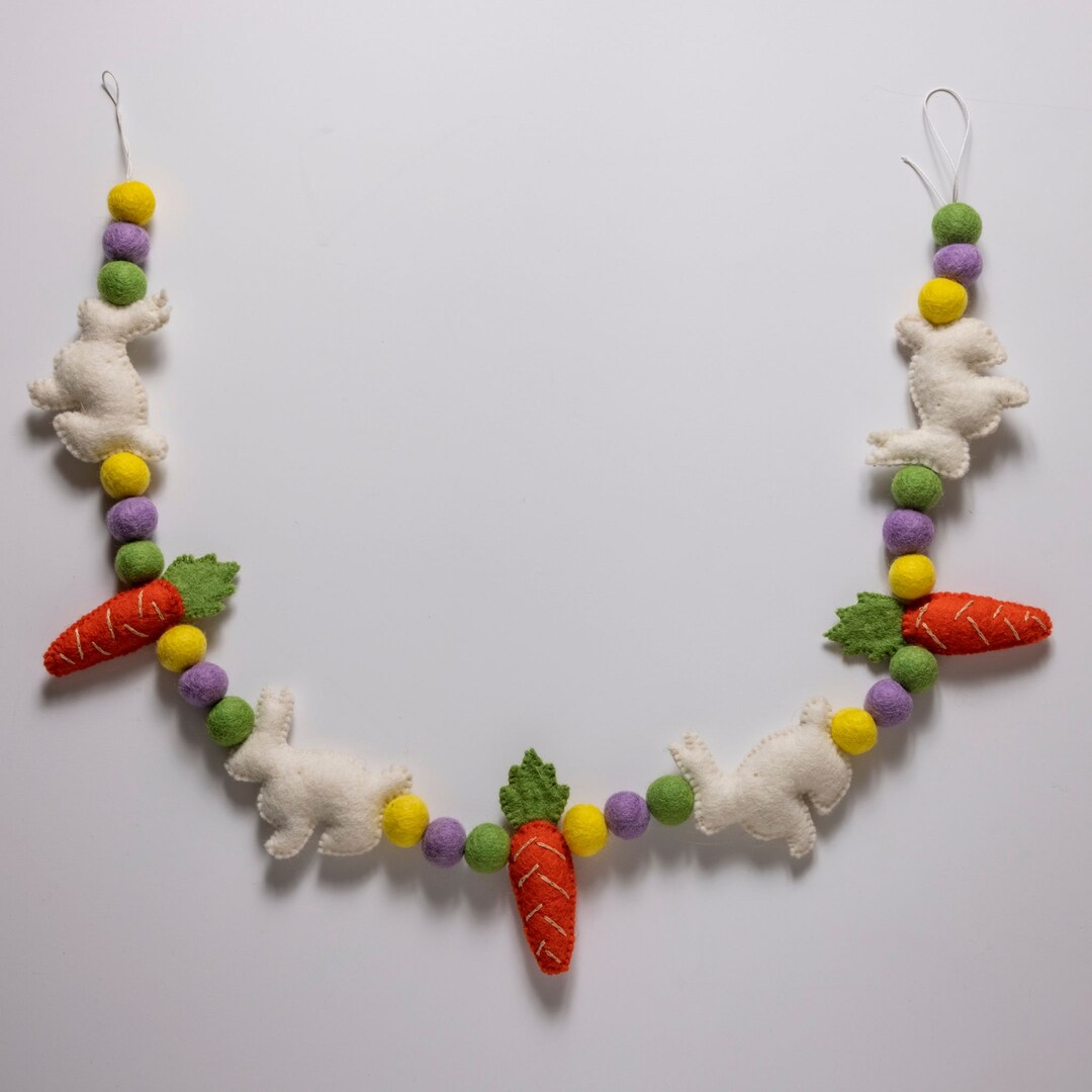 Handcrafted Felt Bunny and Carrot Garland, Nursery Home Office ...