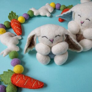 Felt Mama and Baby Bunny Set | Easter Felt Gift | Nursery Felt Decor | Neutral Bunny Decor | Farm Animal | Ready to Ship