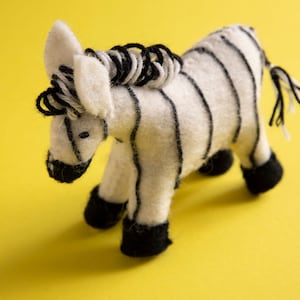 Felt Safari Zebra | Handmade Animal Felt Gift | Zebra Gift | Montessori | Dimensional Felt | Eco-Friendly | Ready to Ship