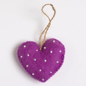 Filz lila Herz Ornament Weihnachten handgemachte Verzierung Filz Herz Valentinstag Ornament lila Herz Montessori