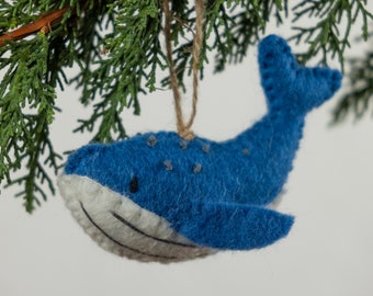 Felt Whale Ornament | Whale Christmas Ornament | Hanging Ornament | Felt Christmas Decoration | Whale Gift | Ready To Ship | Eco-Friendly