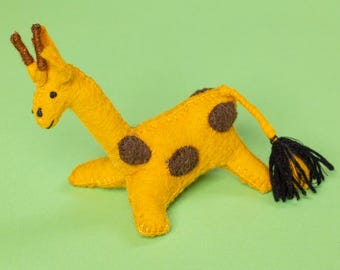 Handcrafted Wool Felt Giraffe Toy, Safari Animal, Montessori Play
