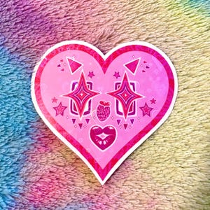 Lovecore Clown Cutie Sticker, Clowncore Sticker, Valentines Day Sticker, Red & Pink Heart Sticker, Weird Sticker, Cute Sticker, Love Sticker