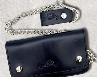 Street RIDER high-quality biker wallet with chain men's wallet genuine leather wallet black