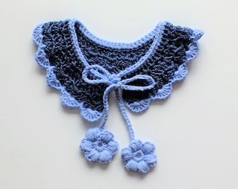 Elegant Navy Blue Lace Collar Crocheted Collar 100/% Cotton Collar Wonderful Mother/'s day gift Women Collar Summer Crochet Necklace