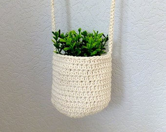 Hanging basket hanging planter small storage basket crochet baskets house warming gift storing toys home organisation hanging bag