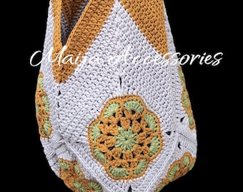 Handmade Crochet Granny Square Bag: Boho Retro Tote