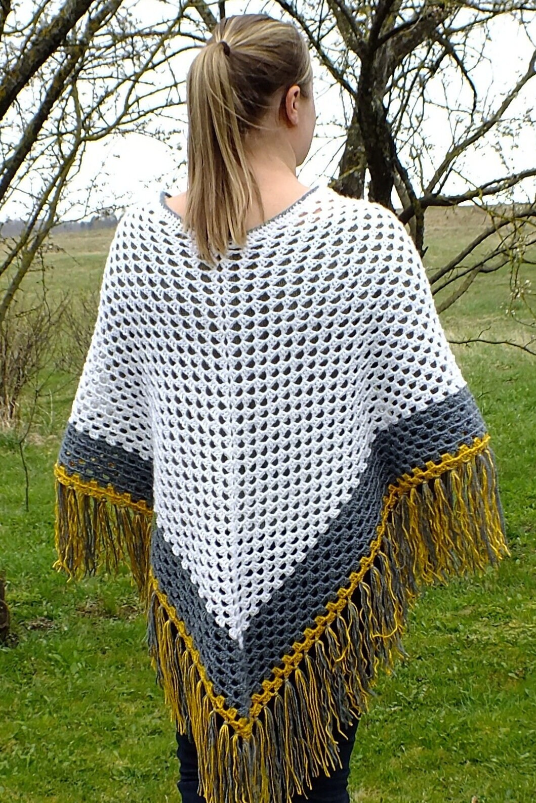 Crochet Poncho Fringed Poncho Women Boho Poncho Festival Etsy