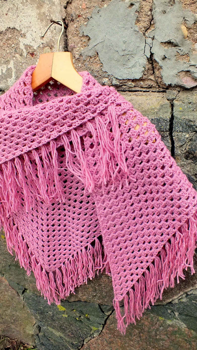 Crochet Scarf Shawl Triangle Boho Scarf Bohemiam Shawl Womens Etsy