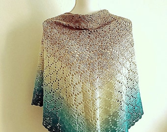 Handmade Crochet Cotton Shawl Wrap: Colorful Knit Scarf