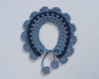 Crochet collar vintage style lacy blue necklace gift for girls lacy necklace cotton collar gift for girl neck accessories summer collar