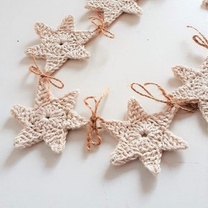 Natural decor Crochet 13 star garland Holiday decorations Wall hanging Christmas bunting star decor Nordic ornaments farmhouse decorations