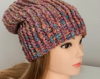 Winter hats Crochet beanie hat Slouchy beanie Colorful slouch beanie Knit hats Warm crochet hat Women soft Beanie Knitted hat Gift for her