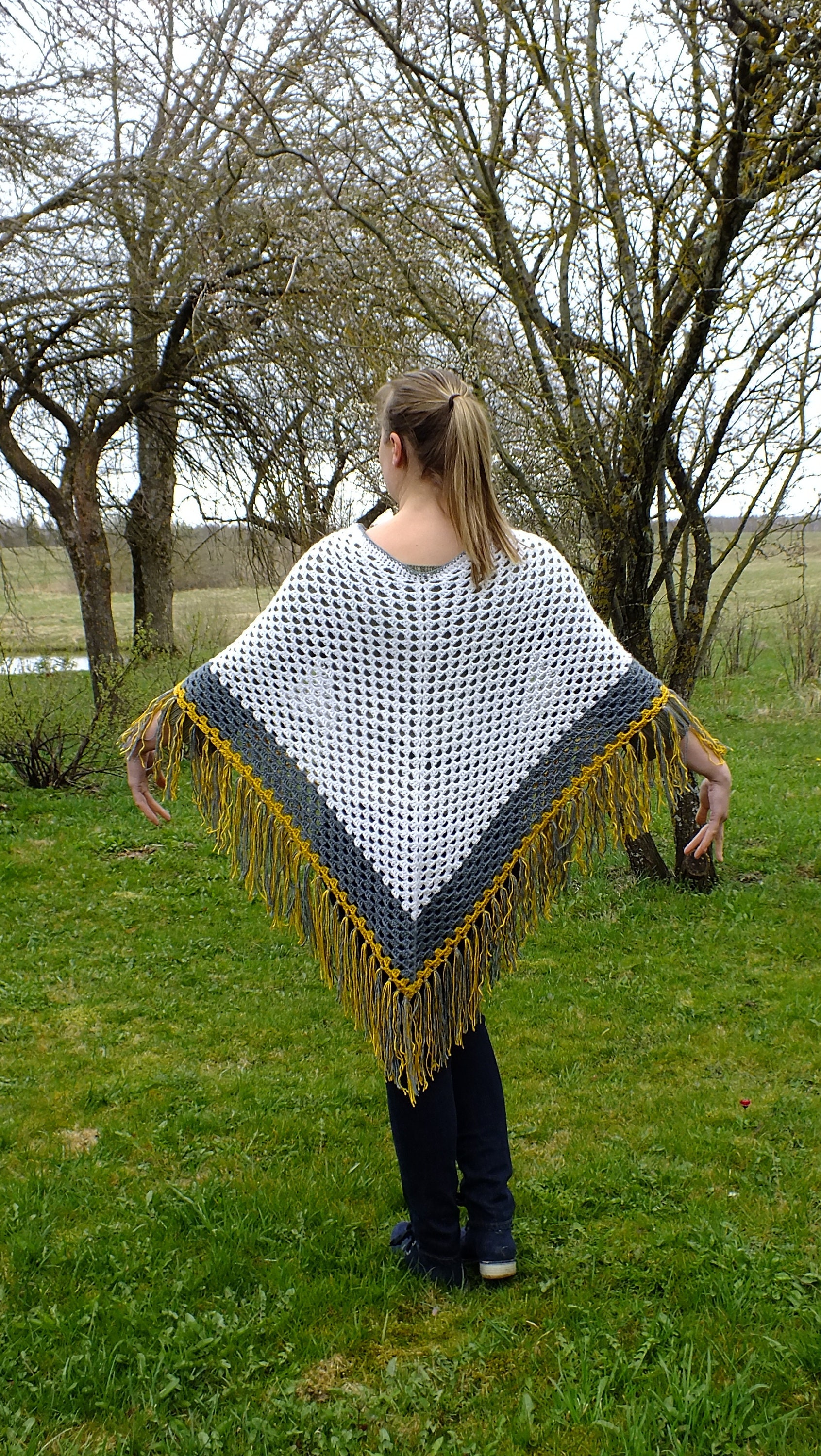 Crochet Poncho Fringed Poncho Women Boho Poncho Festival Etsy
