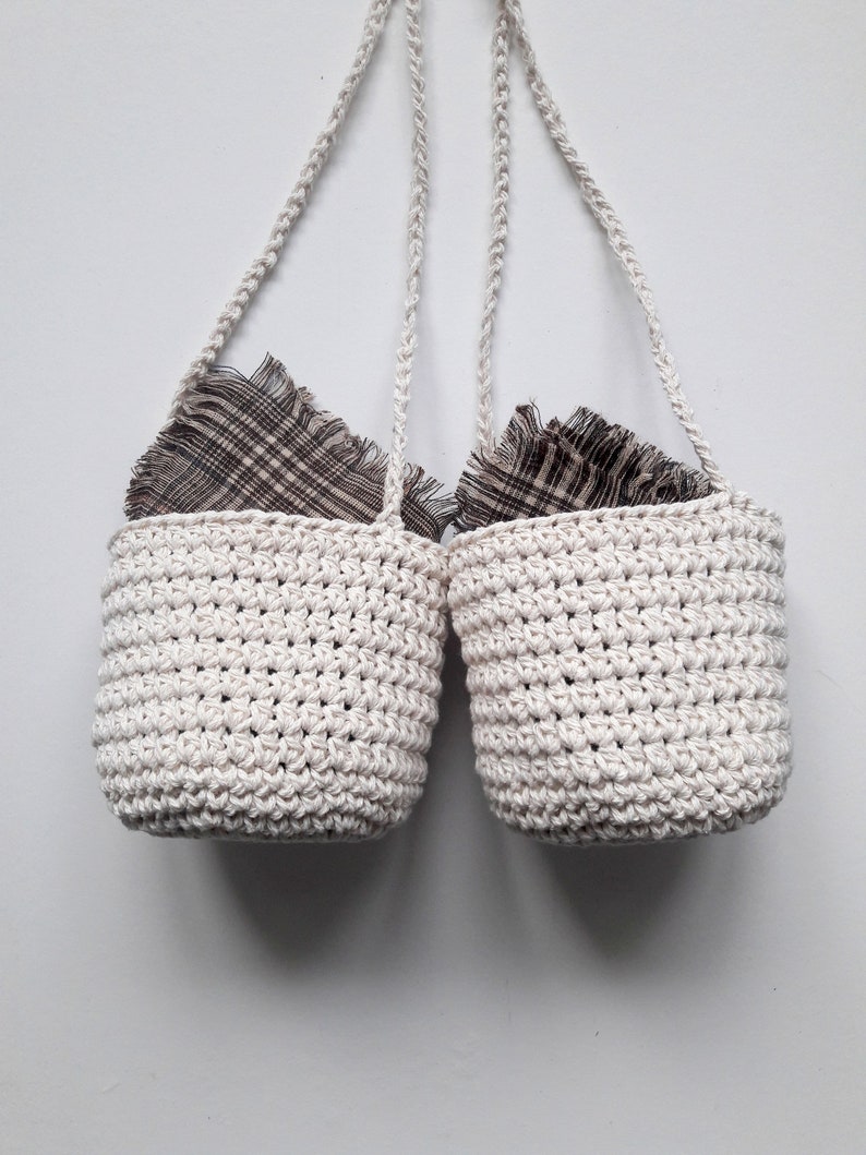 Crochet Hanging baskets hanging planter small hanging storage Etsy