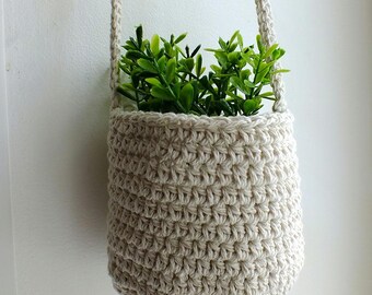 Hand-Crocheted Cotton Hanging Basket: Small Storage, Home Decor