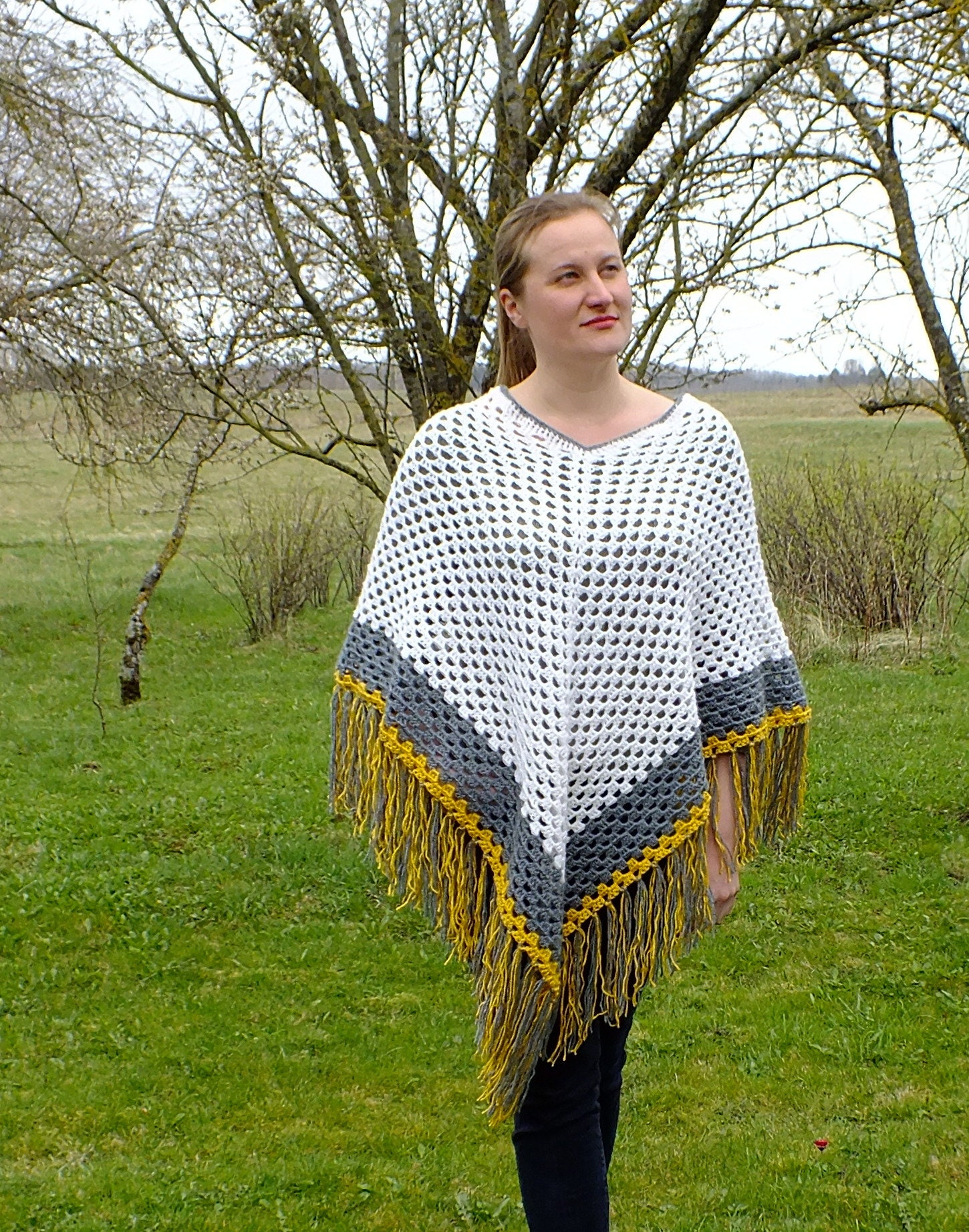 Crochet Poncho Fringed Poncho Women Boho Poncho Festival Etsy