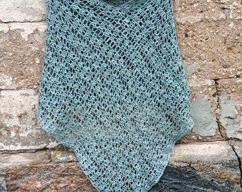 Crochet Poncho: Eucalyptus Green Boho Cover Up, Plus Size