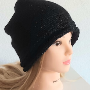 Handmade hat Warm wool beanie hats Soft minimalist hat Unisex Wool hats  gift for her Christmas gifts Black beanie knit hats Trendy  hat
