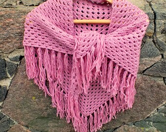 Crochet scarf shawl triangle boho scarf bohemiam shawl womens neck warmer Fringed scarf Triangle cozy scarf Baktus scarf Triangle shawl