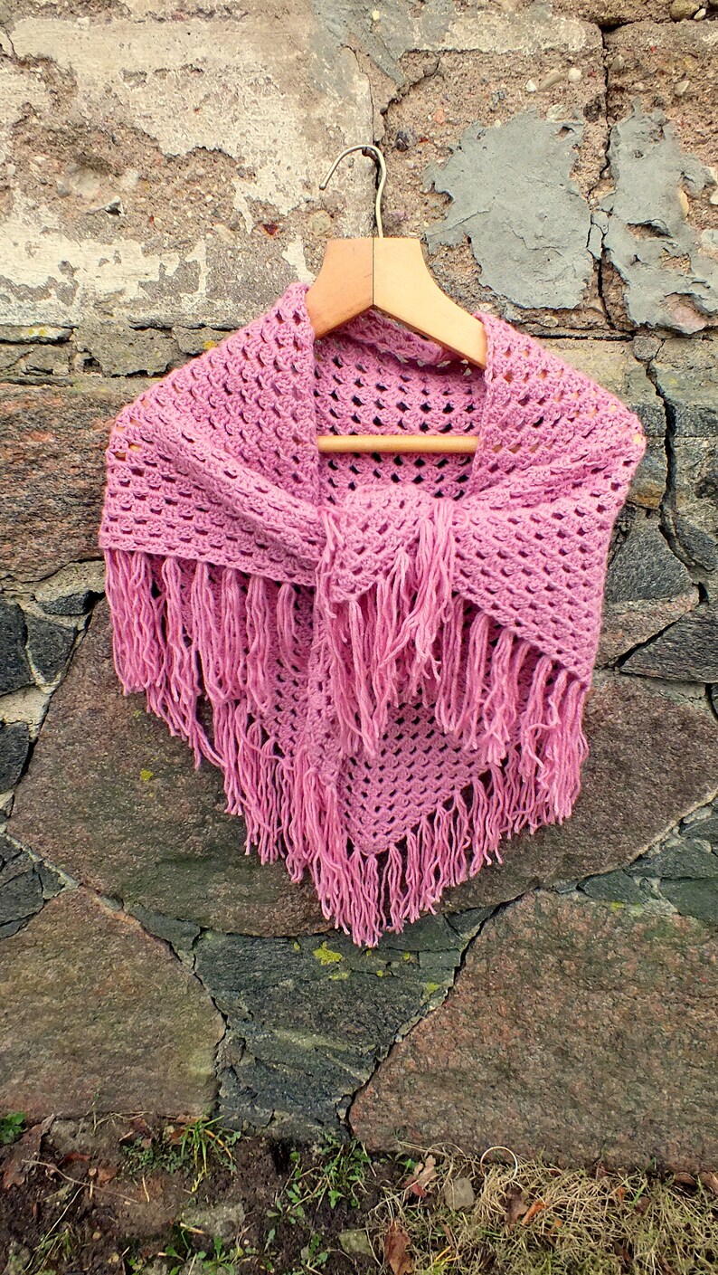 Crochet Scarf Shawl Triangle Boho Scarf Bohemiam Shawl Womens Etsy