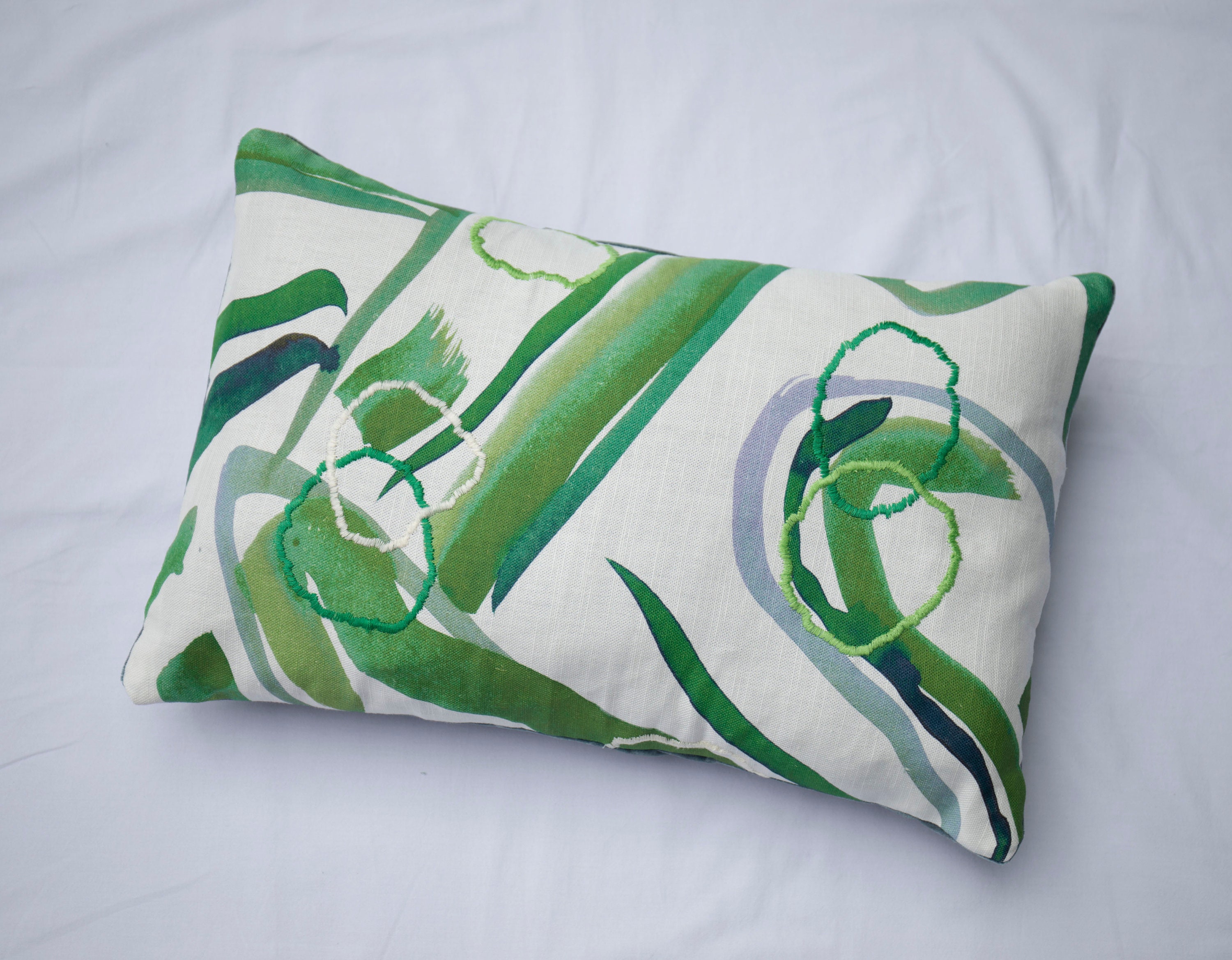Made To Order Embroidered Cotton/Linen Cushion Cover in Green Etsy