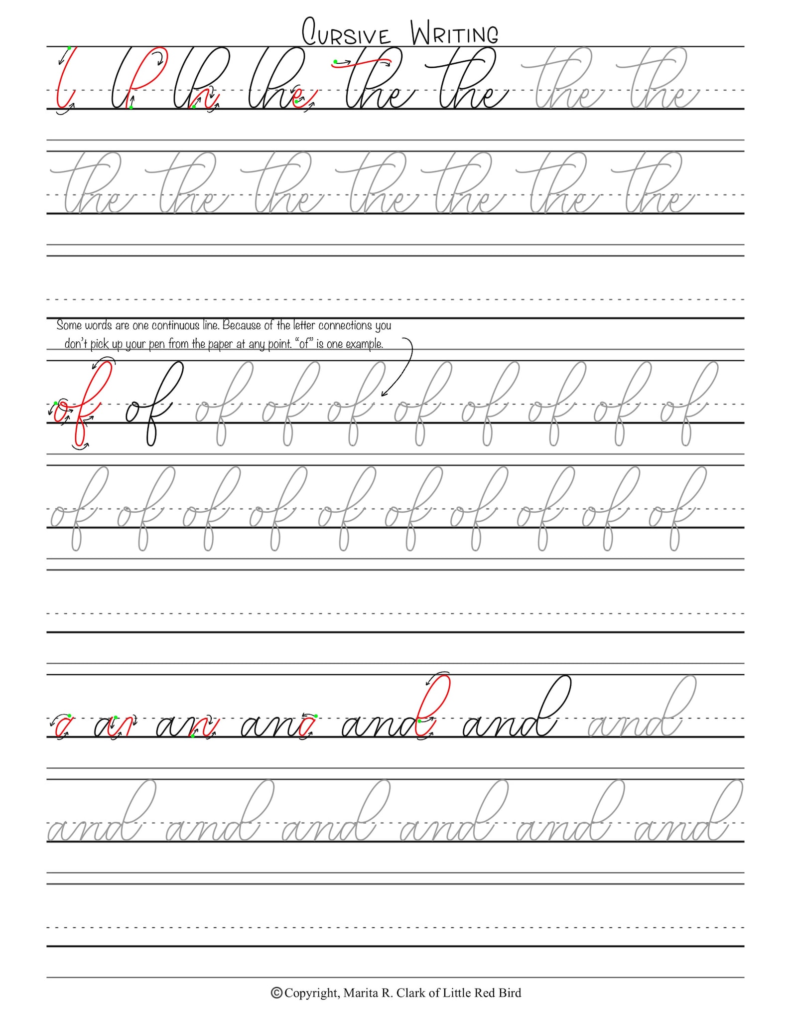 Cursive Writing Guide - Capitals, Lowercase, Top 100 Most Used Words ...