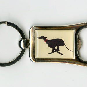 Long dog/ lurcher/ whippet/ greyhound/ sight hound bottle opener keyring