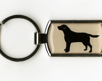 Black Labrador Keyring: Stainless Steel Dog Charm, Gift Boxed