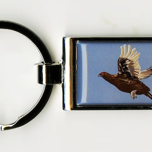 Grouse game bird domed keyring keychain