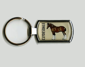 Clydesdale horse keyring gift