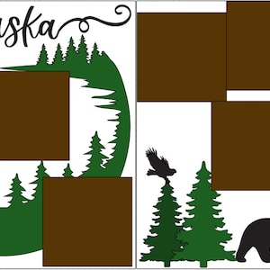 Alaska: doe-het-zelfpakket of kant-en-klare plakboekkit met 2 pagina's