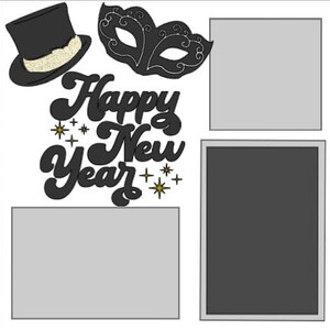 Happy New Year- (Glitter)-12X12 DIY or Premade Scrapbook Kit