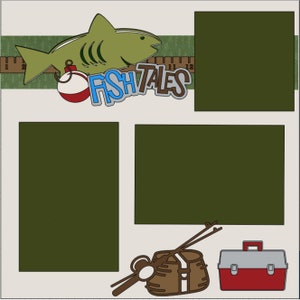 Contes de poissons - Disposition de scrapbooking DIY 12 x 12 ou kit préfabriqué