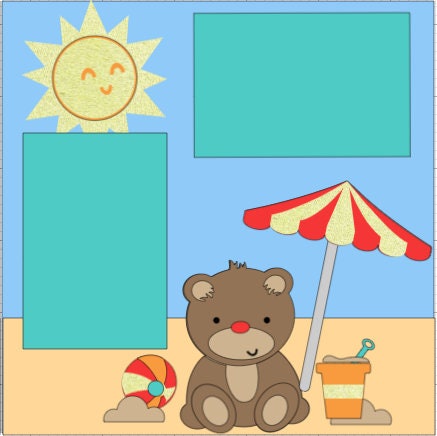 A Day at the Beach- 12X12 DIY Scrapbook Layout or Premade Kit - Etsy