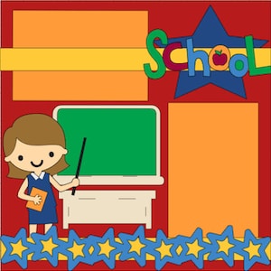 School- 12X12 DIY Scrapbook layout or Premade Kit