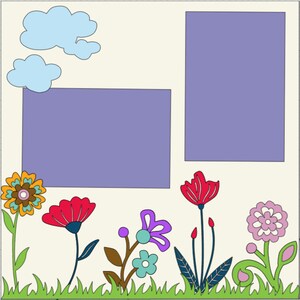 Jardin de fleurs - Disposition de scrapbooking DIY 12 x 12 ou kit préfabriqué